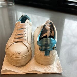 Givenchy White and Blue Sneakers with Minimalist Design